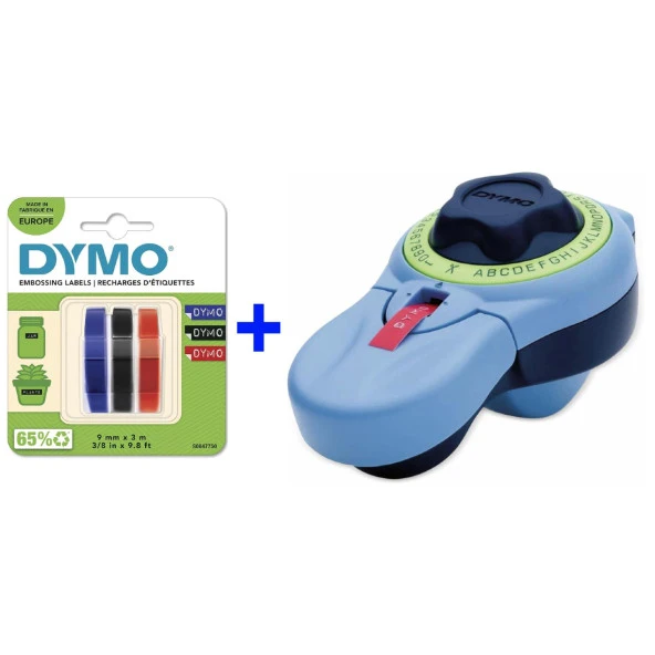 Dymo Junior Etiket Makinesi + Blisterli Yedek Şerit 9 mm x 3 m 3'lü