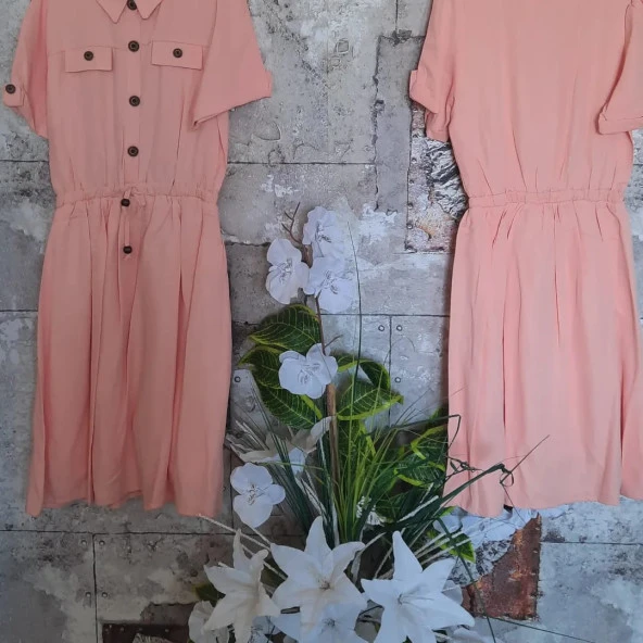 Carino CARİNO BELİ LASTİKLİ ELBİSE YAVRU AĞZI RENKLİ