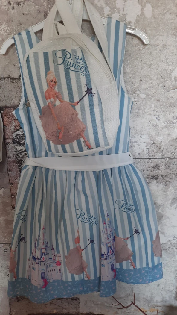 Pampal princess askılı elbise ACIK MAVİ - 2