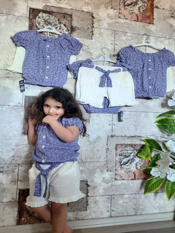 NAZAR 23296 ÇİCEK DES RAPORLU KIZ  TAKIM - 2