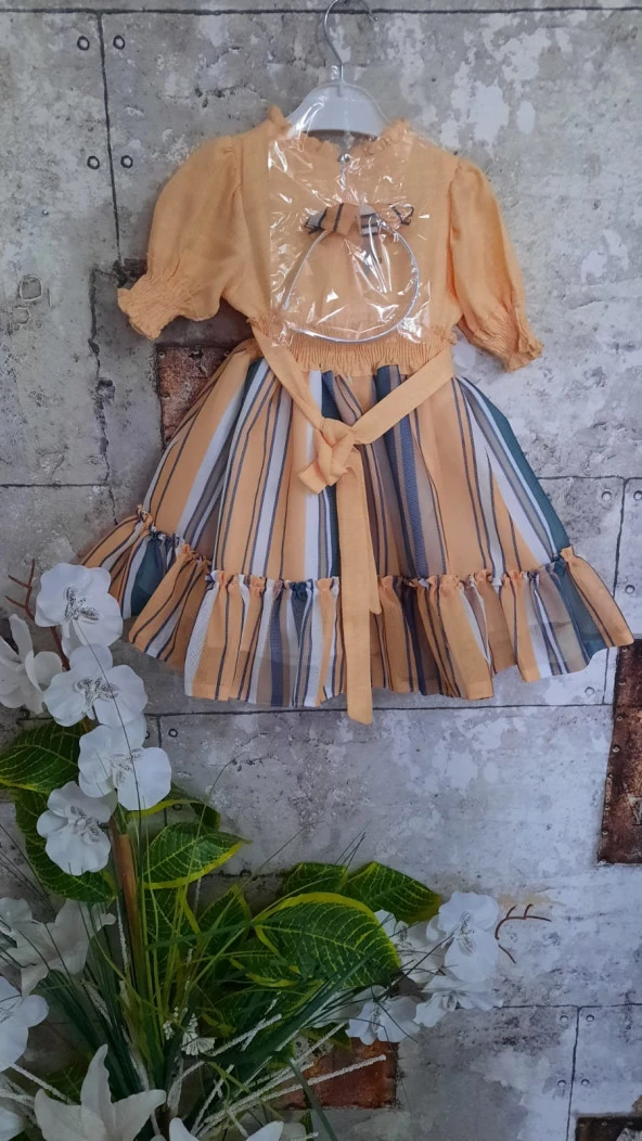 PAMPAL KAVUN RENGİ KIZ ÇOCUK ELİBİSESİ - 2