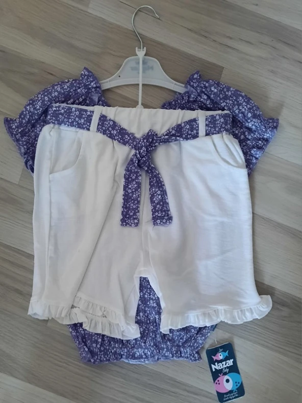 NAZAR 23296 ÇİCEK DES RAPORLU KIZ  TAKIM - 4