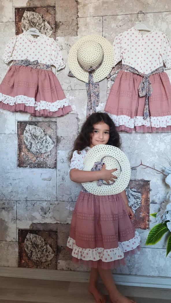 Pampal PUANLI ŞAPKALI ELBİSE GÜL KURUSU - 2