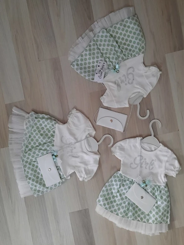 ÖZCAN ÖZCAN KIZ BEBEK TAŞ BASKILI ÇİCEKLİ ELBİSE - 3