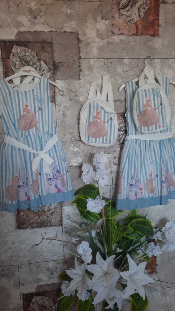 Pampal princess askılı elbise ACIK MAVİ - 4