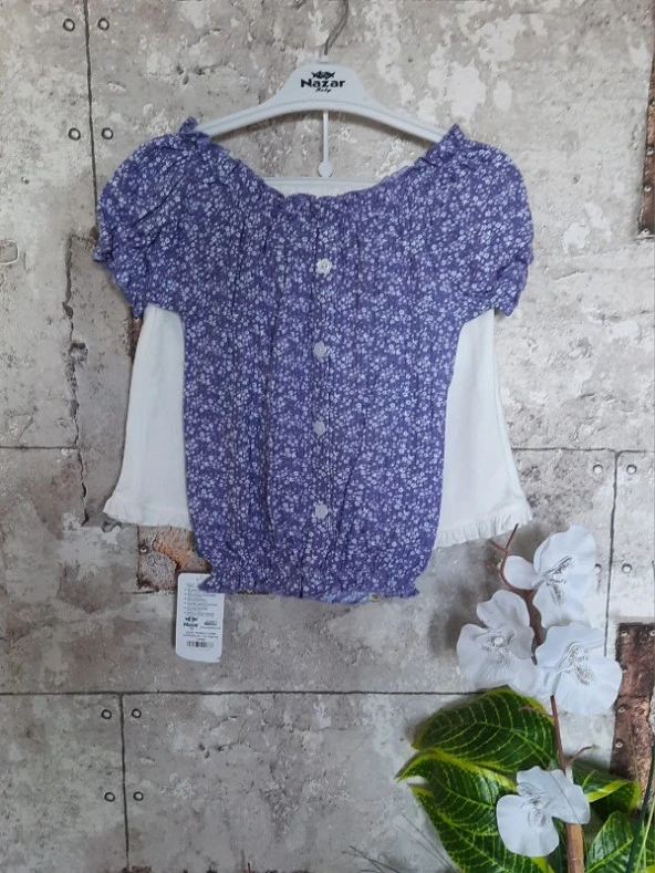 NAZAR 23296 ÇİCEK DES RAPORLU KIZ  TAKIM - 5