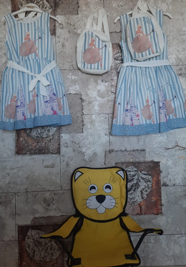 Pampal princess askılı elbise ACIK MAVİ - 5