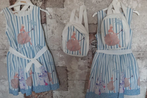 Pampal princess askılı elbise ACIK MAVİ - 6