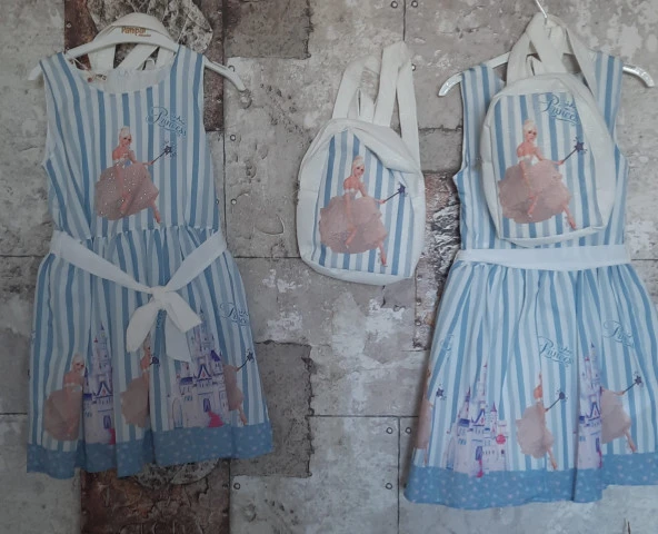 Pampal princess askılı elbise ACIK MAVİ - 7