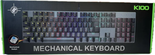 K100 Kablolu Mekanik Q Klavye RGB Led Aydınlatmalı Mekanik Gaming Klavye