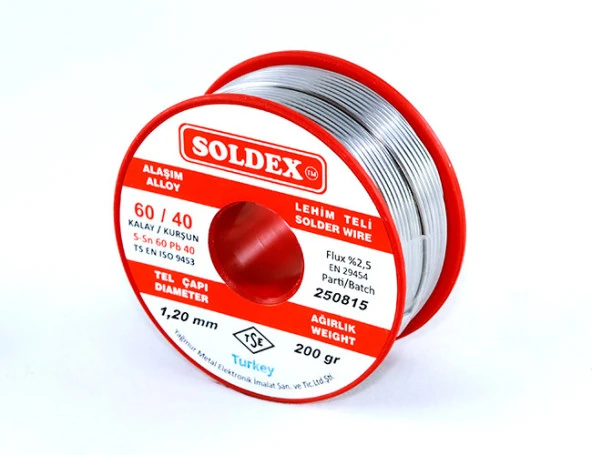 Soldex 60-40 Lehim Teli 200 Gr 1 mm - Sn:60 / Pb:40
