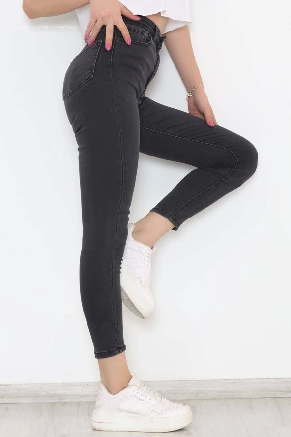 Süper Likra Kot Pantolon Füme6 - 3