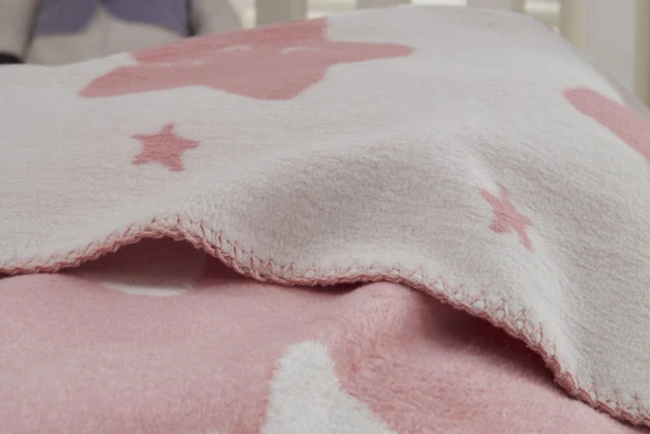 Dolce Bonita Home Pamuklu Çift Taraflı Bebek Battaniye 100x120 Star Pembe - 2