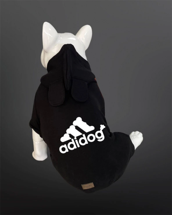 Kedi & Köpek Tulum / Pijama Serisi - Adidog Baskılı Siyah Tulum
