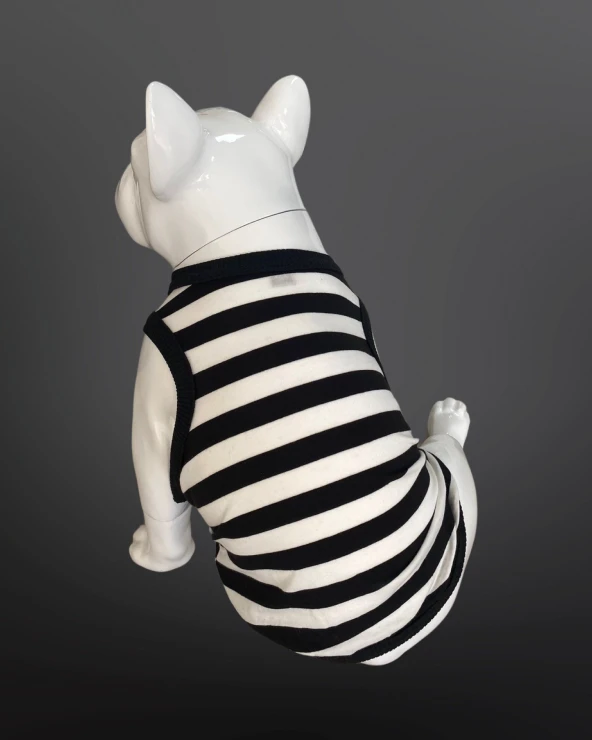 Kedi & Köpek Kıyafeti Atlet - Siyah Beyaz Çizgili Atlet