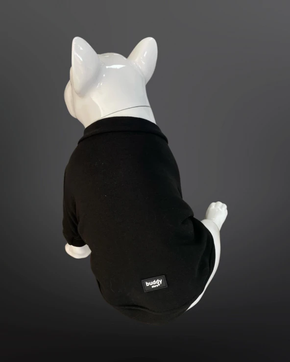 Kedi Ve Köpek Kıyafeti - Baskısız Siyah Kapüşonsuz T-Shirt