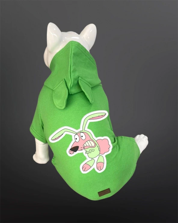 Kedi & Köpek Tulum / Pijama Serisi - Coraje Baskılı Yeşil Tulum