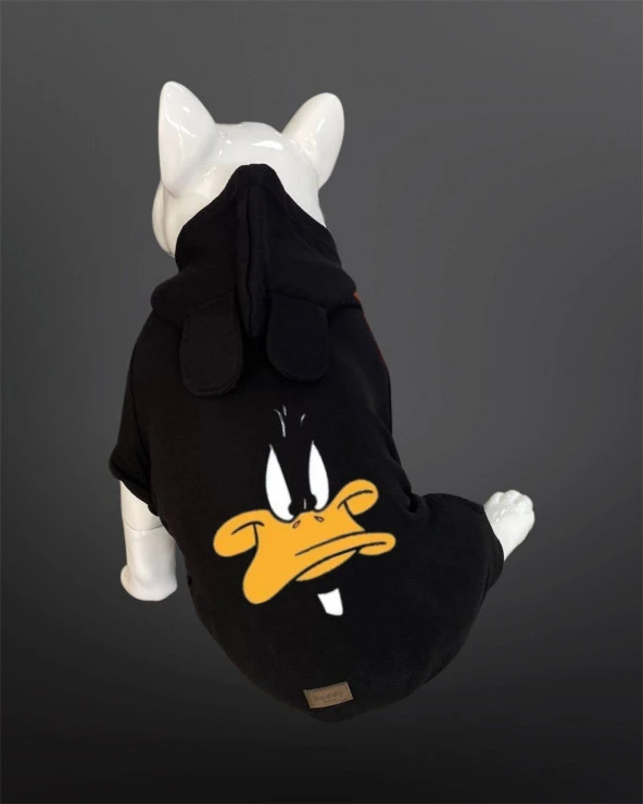 Kedi & Köpek Tulum / Pijama Serisi - Duffy Duck Baskılı Siyah Tulum