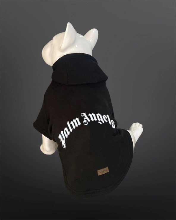Kedi & Köpek Kıyafeti Sweatshirt - Palm Angels Baskılı Siyah Sweatshirt