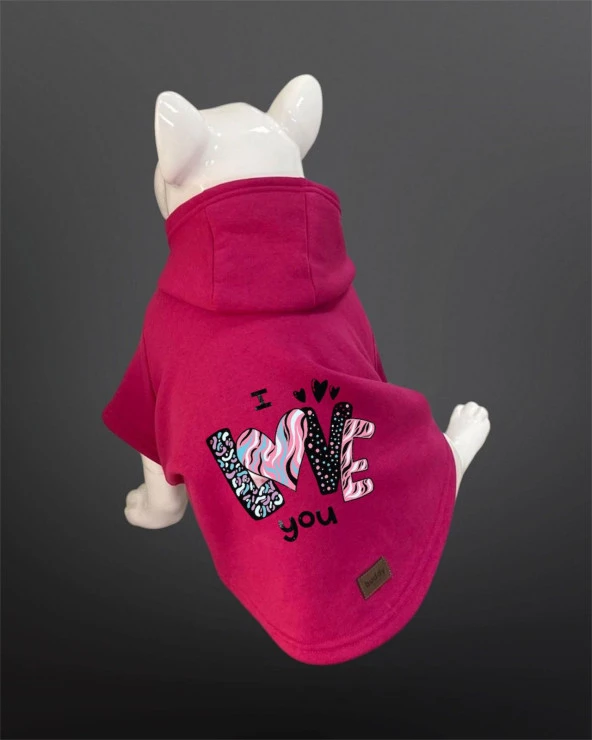 Kedi & Köpek Kıyafeti Sweatshirt - Sevgililer Günü - Love Baskılı Pembe Sweatshirt