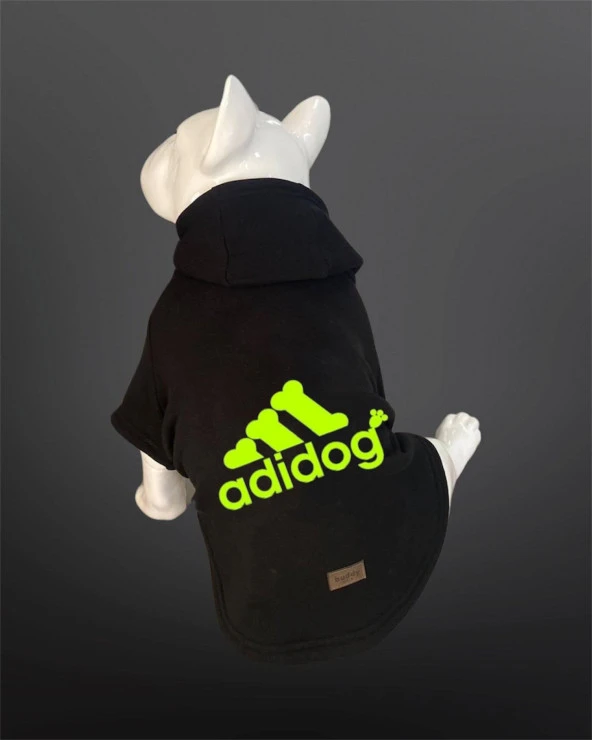 Kedi & Köpek Kıyafeti Sweatshirt - Adidog Baskılı Siyah Sweatshirt