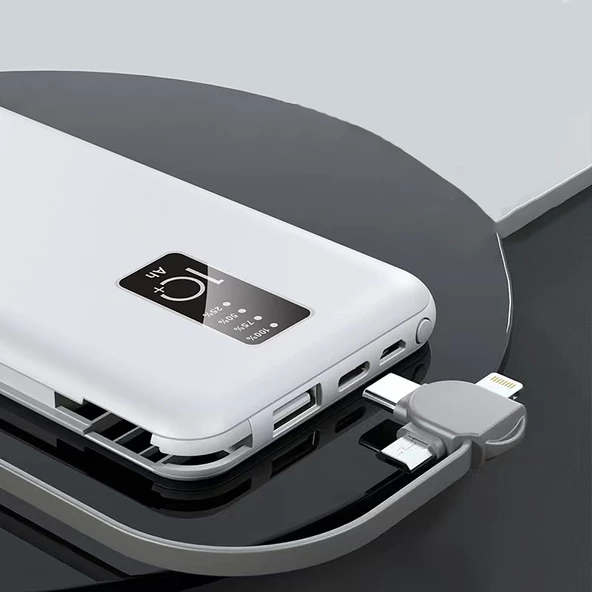 PW-05 Hızlı Şarj Led Göstergeli Micro Lightning Type-C Kablolu Taşınabilir Powerbank 10000mAh - 5