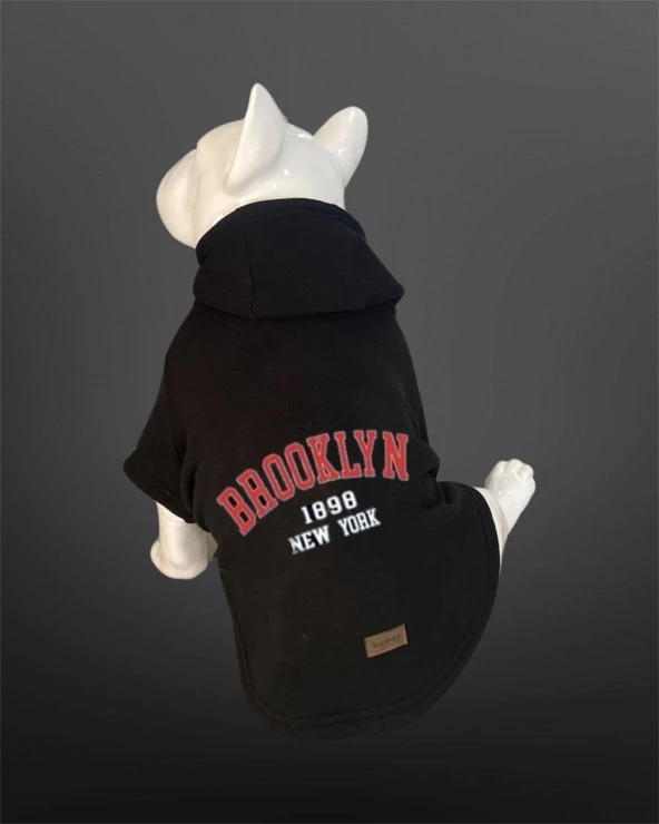 Kedi & Köpek Kıyafeti Sweatshirt - Brooklyn Baskılı Siyah Sweatshirt
