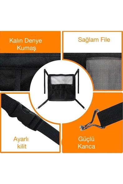 RevuBaby Araba Arka Koltuk Arası Koruma Filesi Organizer & Koltuk Arası Çanta - 5