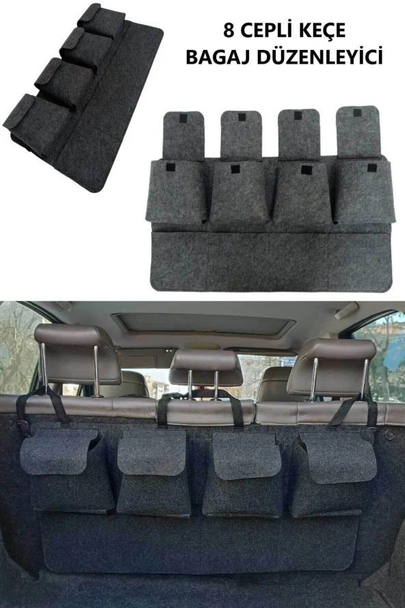 RevuBaby Bagaj Düzenleyici Organizer Çanta 8 Cepli Keçe Oto Araç Aksesuar Suv Ve Hb Için