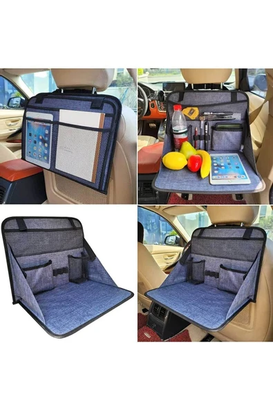 RevuBaby Araba  Koltuk Arkası Eşya Düzenleyici Organizatör Katlanır Ve Masa Olma Özelliği Araç içi Organizer - 4