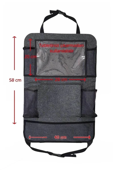 RevuBaby Araba Koltuk Arkası Keçe Organizer Tablet Tutucu Araç Düzenleme Araç Içi Organizer ipad cepli - 3