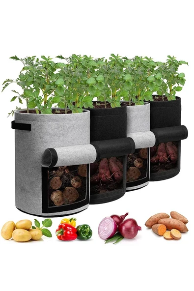 RevuBaby Keçe Sebze Bitki Yetiştime Saksısı Bitki Yetiştirme sepeti Ön Pencereli 40x25cm - 2