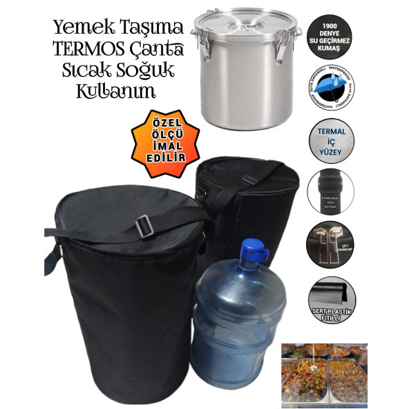 SEVBAGS SİLİNDİR YEMEK KAZANI KARAVANA TERMOS ÇANTASI - 2