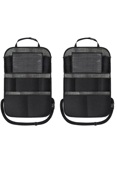 BabySafe Araba Koltuk Arkası Eşya Düzenleyici Organizer Koltuk Arkası Koruyucu Tablet Cepli 2adet Grey - 4