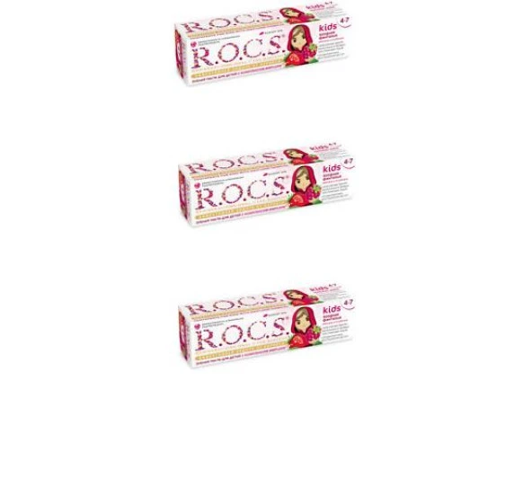 Rocs Kids 4-7 Yaş Çocuk Diş Macunu Yaz Esintisi Ahududu Çilek Tadı 35 ML  x 3 adet