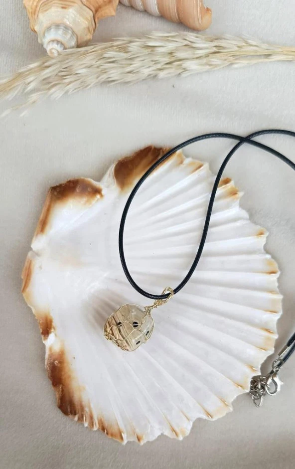 Zar Kolye Doğal Oniks Taşı El İşi Tel Sarma Tasarım Kadın Erkek Kız Takı - 3