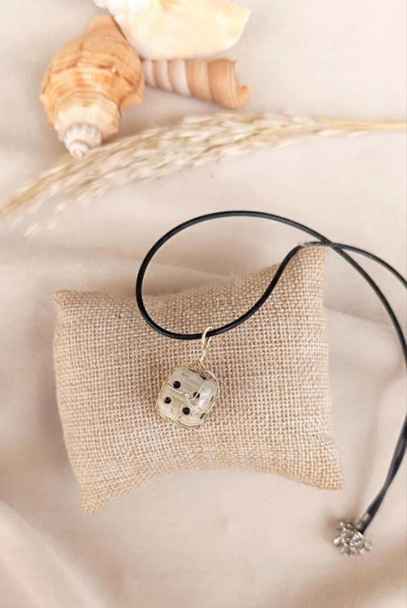 Zar Kolye Doğal Oniks Taşı El İşi Tel Sarma Tasarım Kadın Erkek Kız Takı - 4