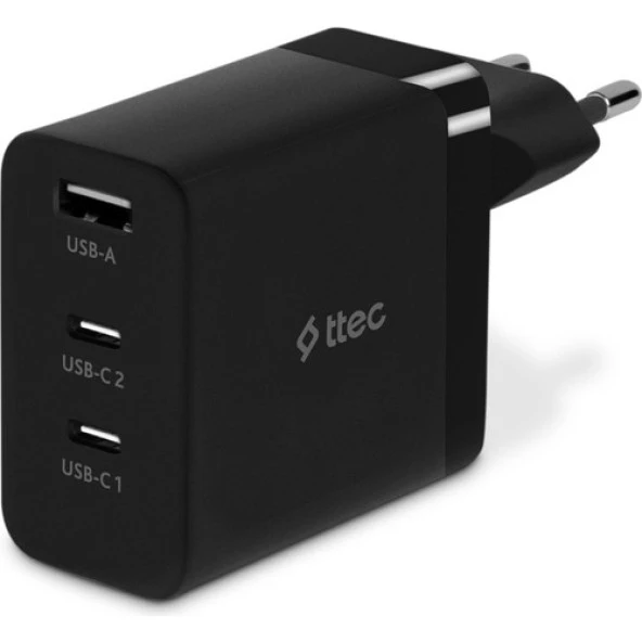 Ttec 2SCG03S SmartCharger Trio GAN 65W PD Seyahat Hızlı Şarj Aleti 2 USB-C+USB-A