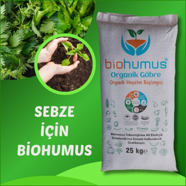 SEBZE için, Biohumus Organik gübre, Kök geliştirici, toprak düzenleyici, bitki besleyici 25 Kg