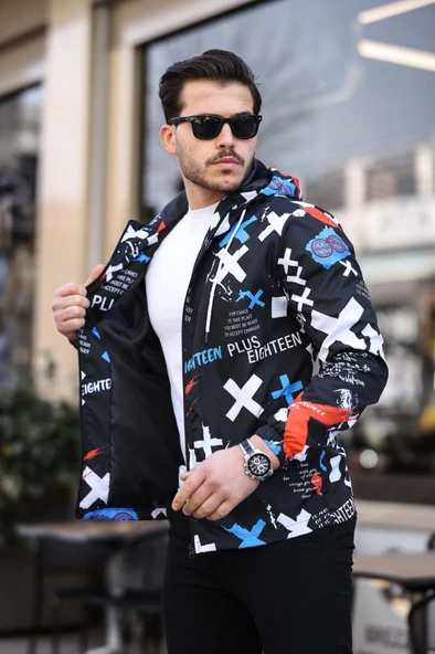 Çarpı Desenli Karışık Renk Spor Model Kumaş Mont - 5