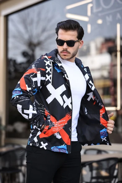 Çarpı Desenli Karışık Renk Spor Model Kumaş Mont - 6