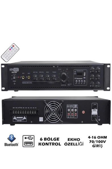 Hepa Merz HM550 - 6 Bölgeli Anfi 550 Watt 6 Zone Mikser Amfi Usb Bluetooth - Resim 2