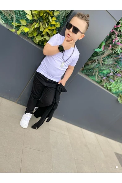 MODAVALS ERKEK ÇOCUK KOT CEKET & KOT PANTOLON 3 PARÇA KOMBİN-SİYAH - 7