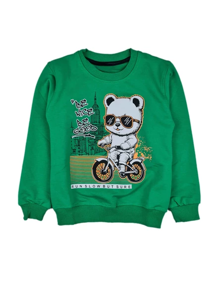 Erkek Çocuk Mevsimlik Sweatshirt Gözlüklü Panda