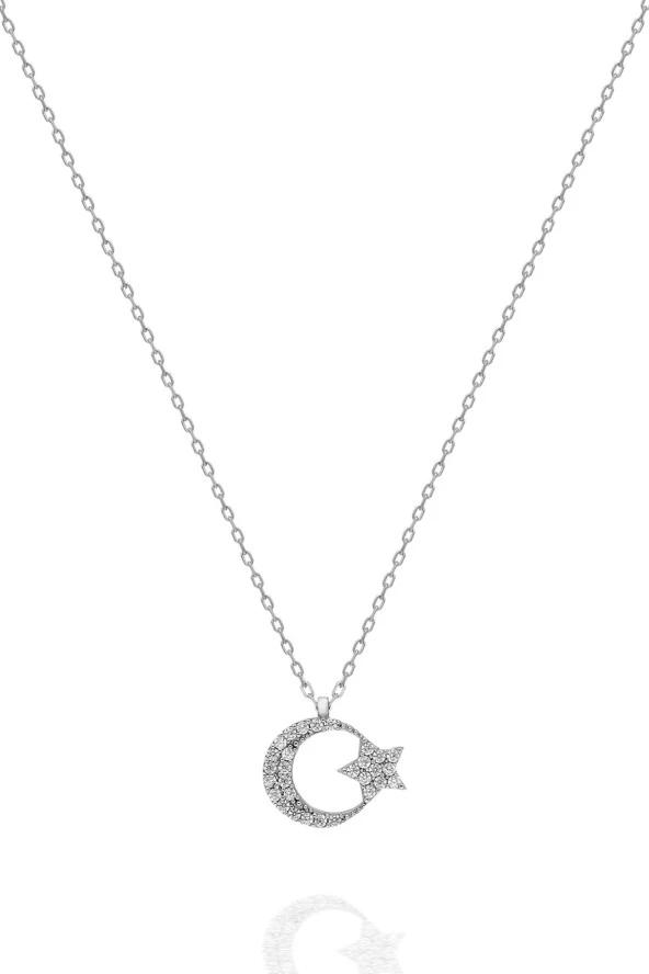 925 Ayar Minik Ayyıldız Kolye Kadın Gümüş Kolye ürün görseli