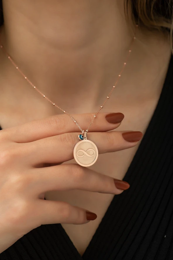 925 Ayar Gümüş Plaka Sonsuzluk Kolye Kadın Gümüş Kolye ürün görseli