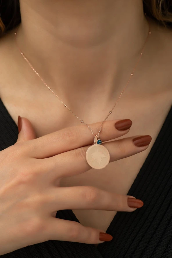 925 Ayar Gümüş Plaka Çınar Yaprağı Kolye Kadın Gümüş Kolye ürün görseli