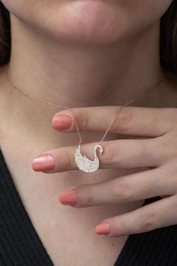 925 Ayar Kuğu Kolye Kadın Gümüş Kolye ürün görseli