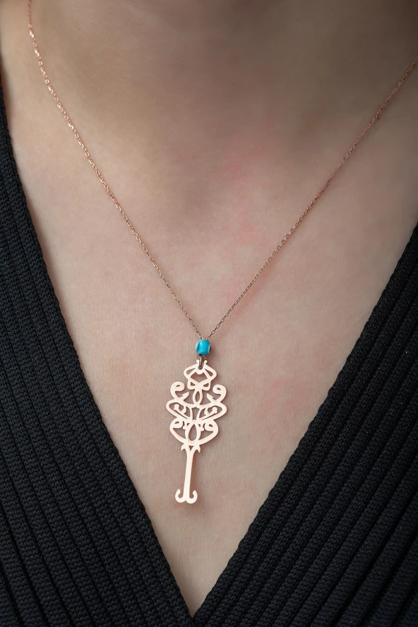 925 Ayar El Vedud Kolye Kadın Gümüş Kolye - Resim 2