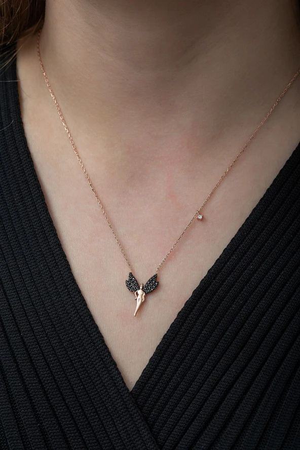 925 Ayar Minimal Peri Kolye Kadın Gümüş Kolye - Resim 3